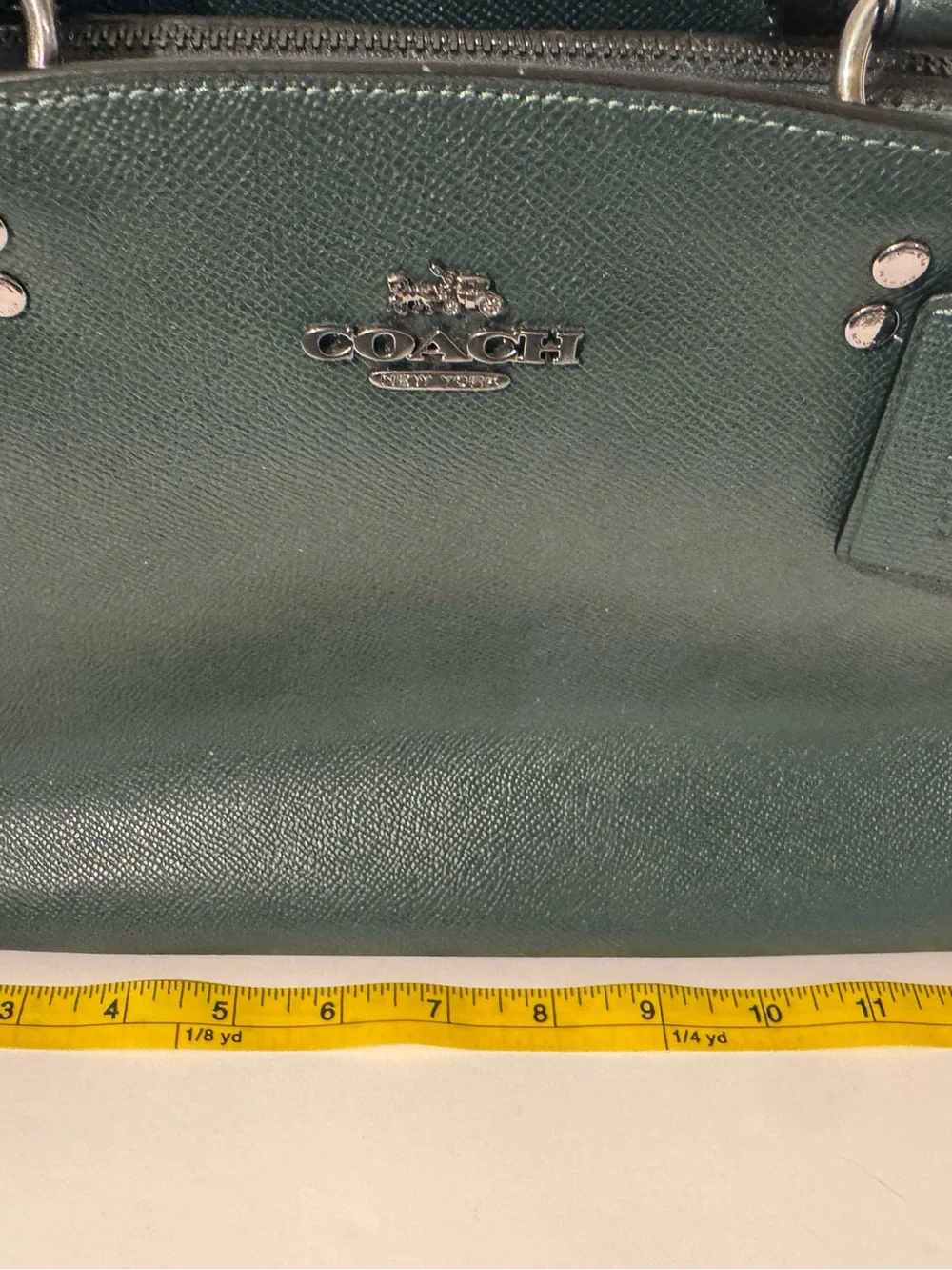 Coach Forest Green Lillie Carryall Leather Satchel Bag With Matching Wallet Set
